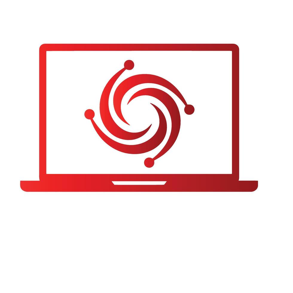 Branding swirl business laptop logo symbol icon ideal for SaaS product or desktop software business vector