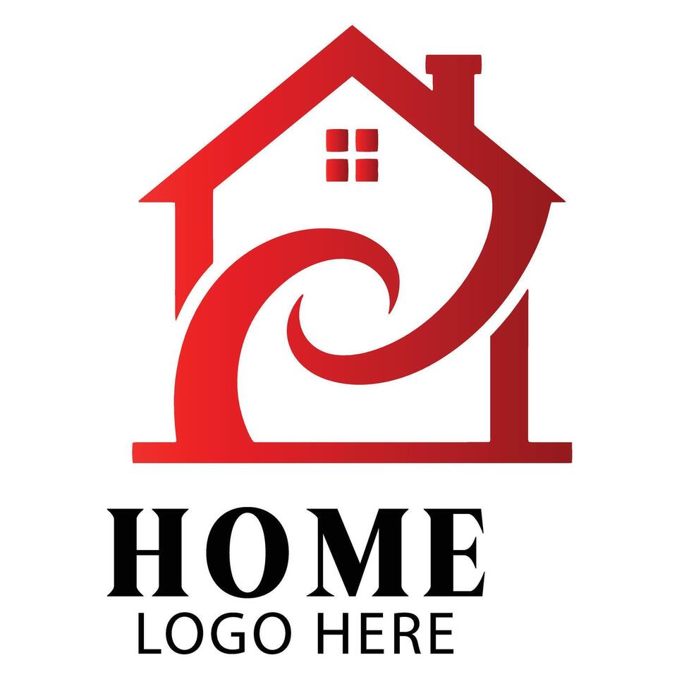 Simple swirl home building logo symbol icon ideal for real estate group or housing network branding vector