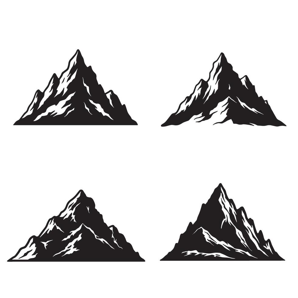 Scenic mountain top logo silhouettes for wild experience and journey concepts vector