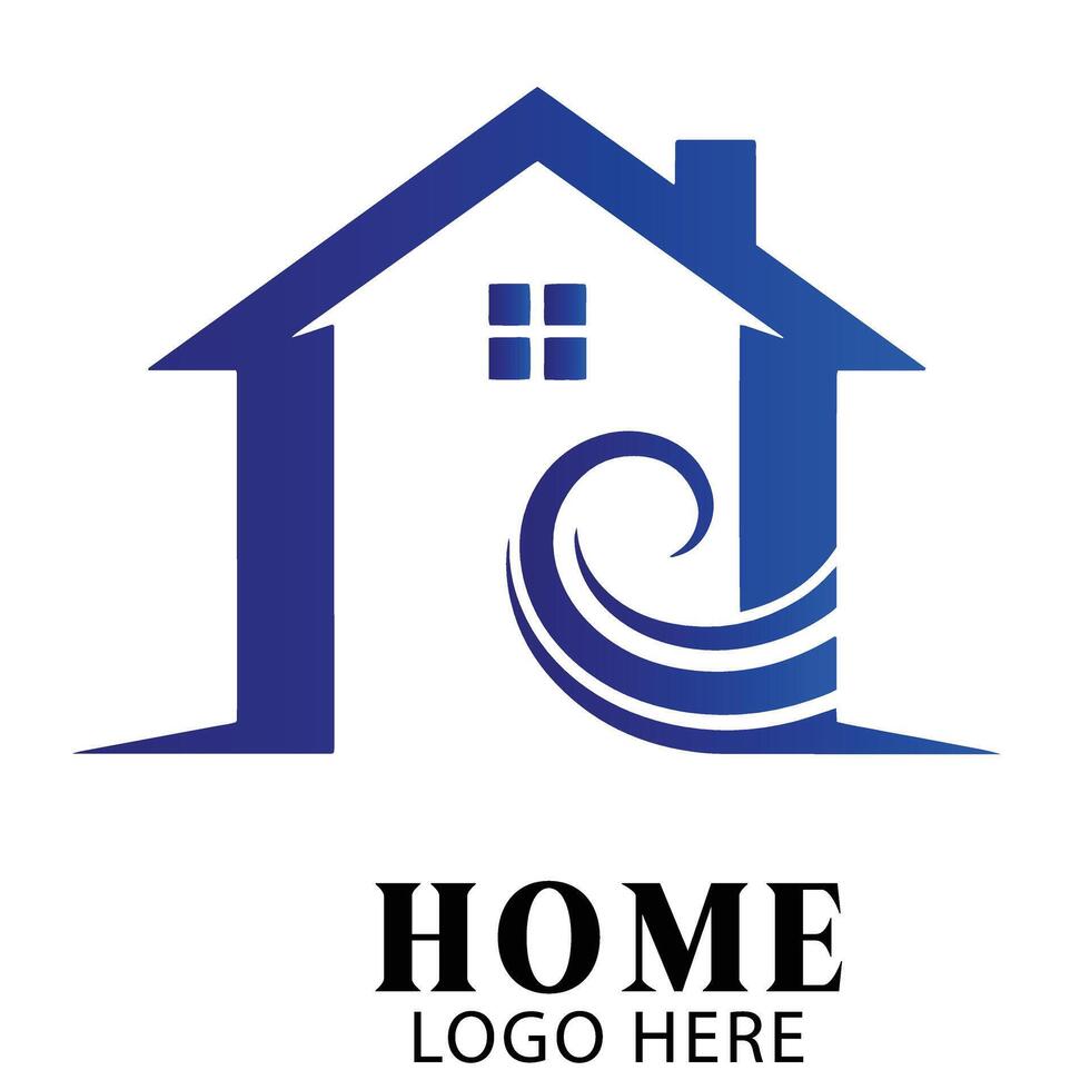 Contemporary swirl home building logo symbol icon designed for luxury realty company branding vector