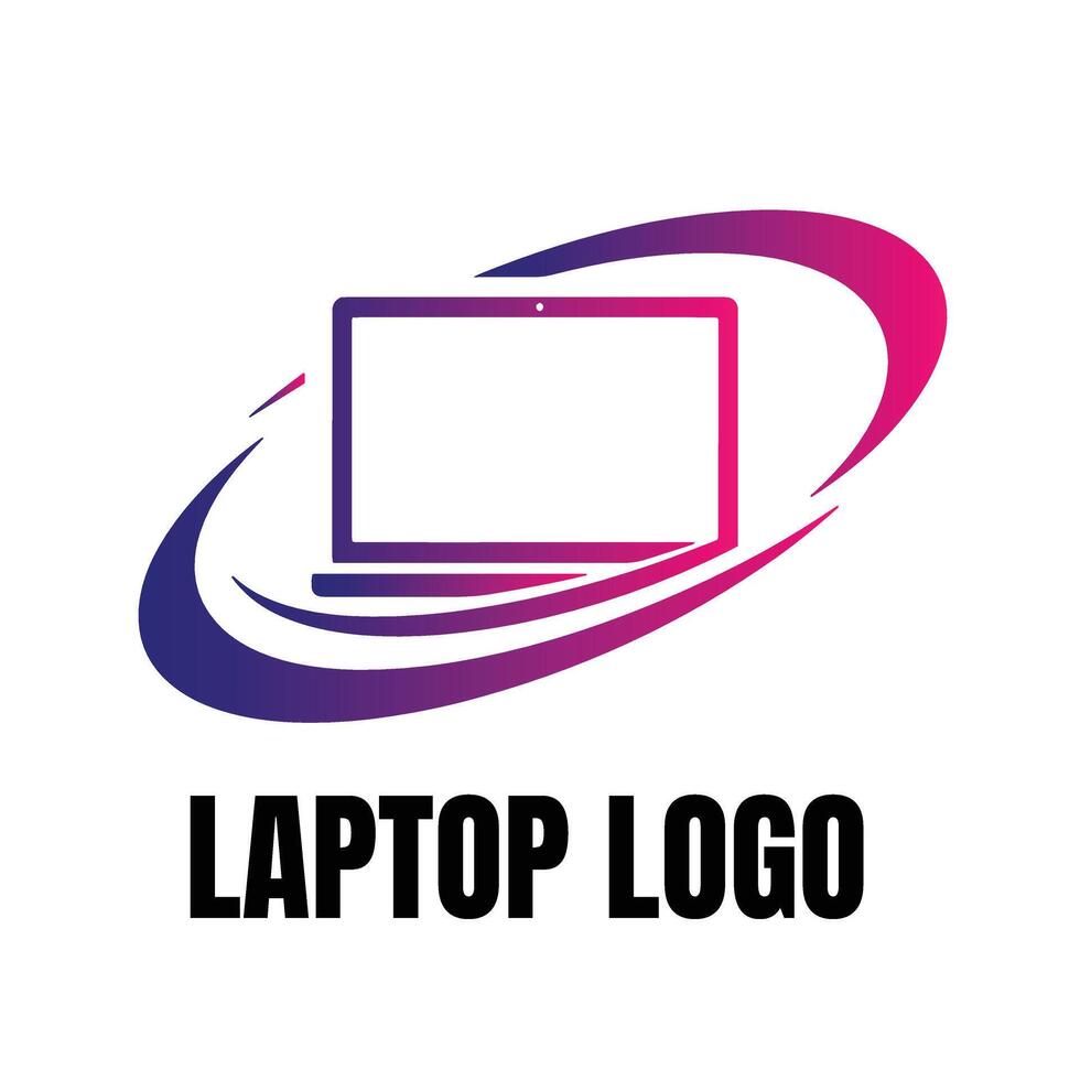 Abstract swirl business laptop logo symbol icon perfect for corporate technology branding design vector