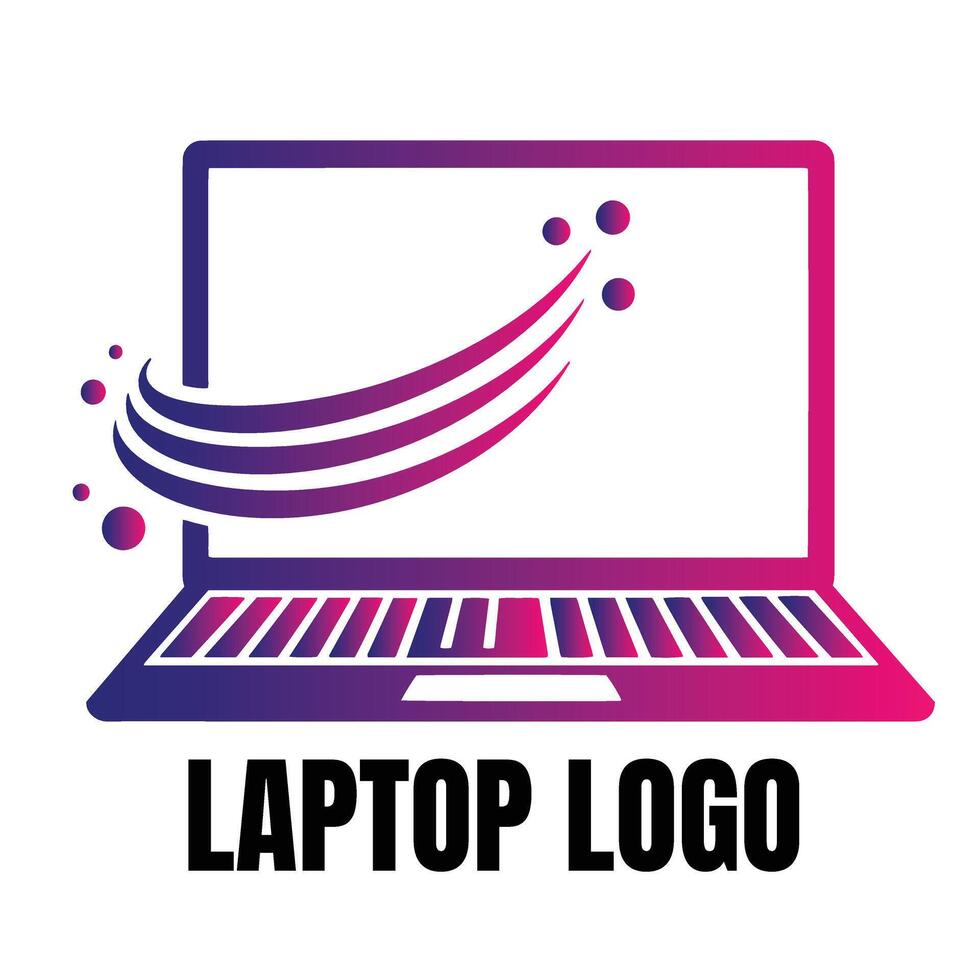 Stylish swirl business laptop logo symbol icon used in electronics brand identity and IT support logos vector