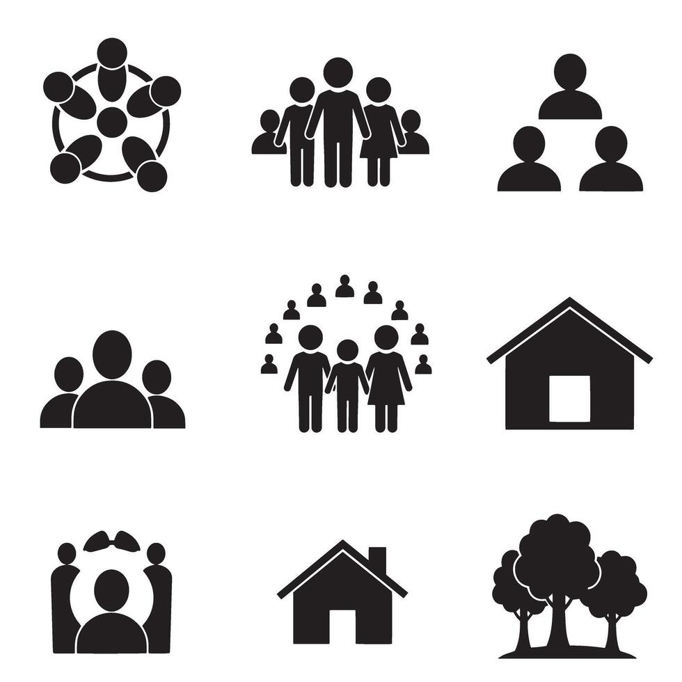 Human connection icon set in silhouette for collaboration and diversity vector