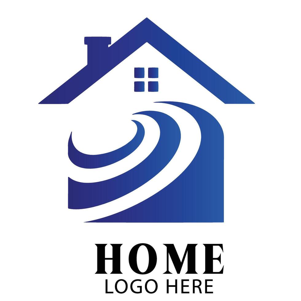 Curved swirl home building logo symbol icon designed for brand identity in creative architecture vector