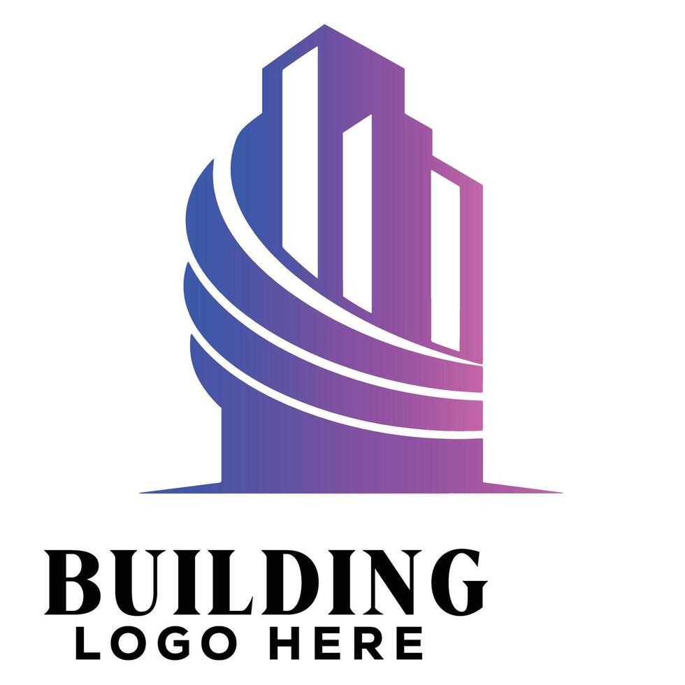 Geometric swirl real estate building logo symbol icon designed for minimalist estate agency branding vector