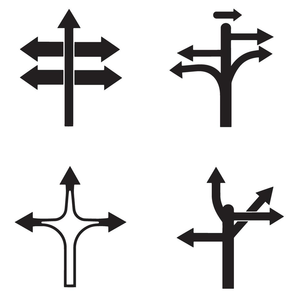 Minimal directional icon silhouette pack for web apps and infographics design vector