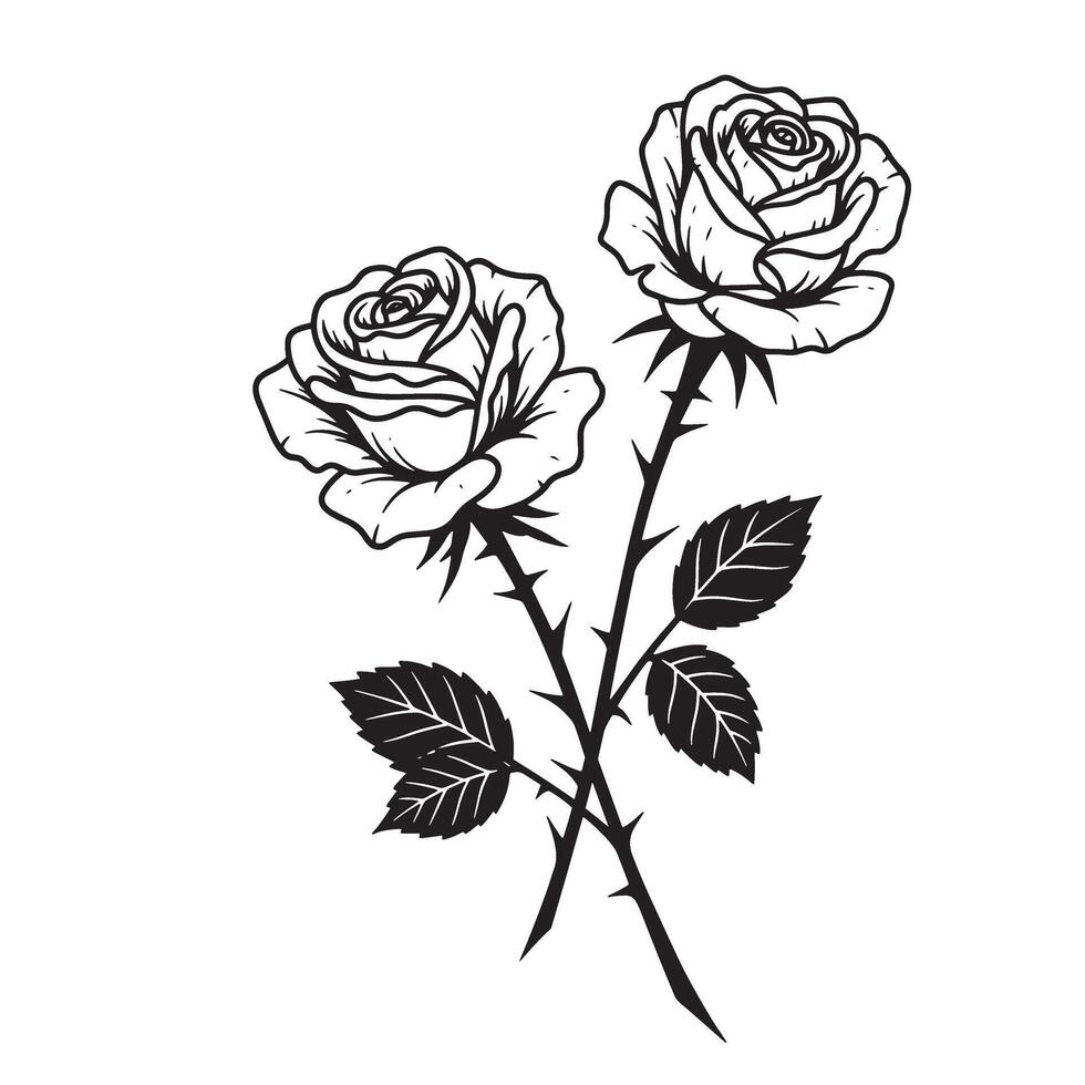 Graceful rose flower set SVG silhouette for botanical wall art and home decoration vector