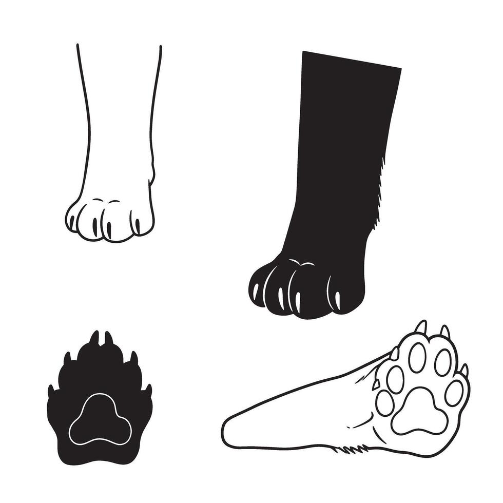 Cat foot silhouette pack for creative designers focused on pets and animals vector