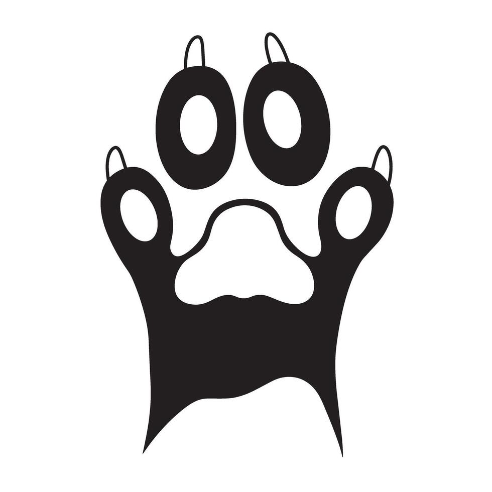 Cat foot silhouette set with cute paw prints perfect for pet logo and design themes vector
