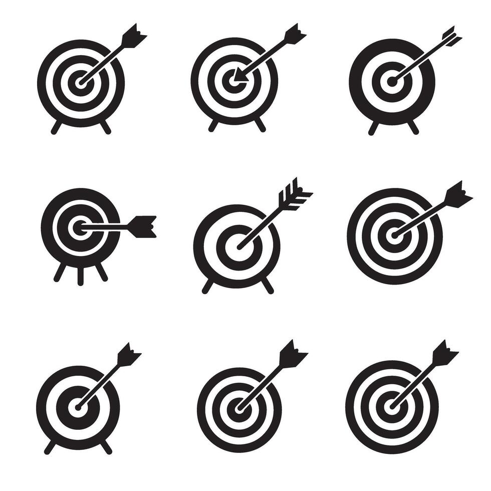 Sniper crosshair icon silhouettes ideal for shooting game UI and weapon overlays vector