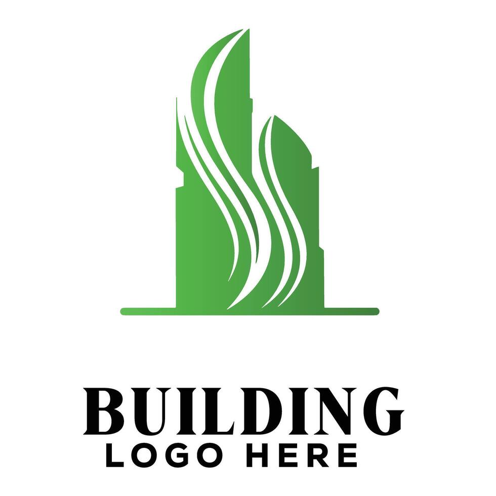 Clean swirl real estate building logo symbol icon designed for home builder company identity art vector