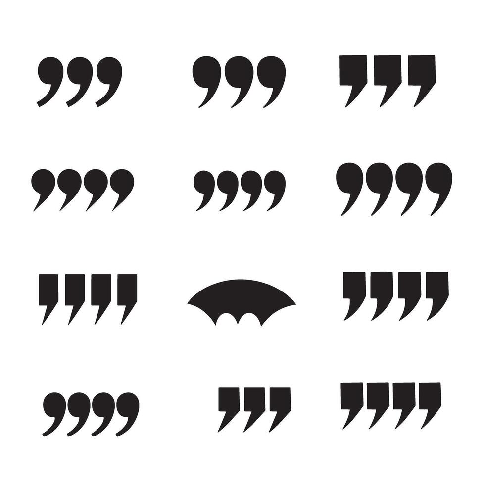 Elegant black quotation symbols for creative writing layout social media and web design vector