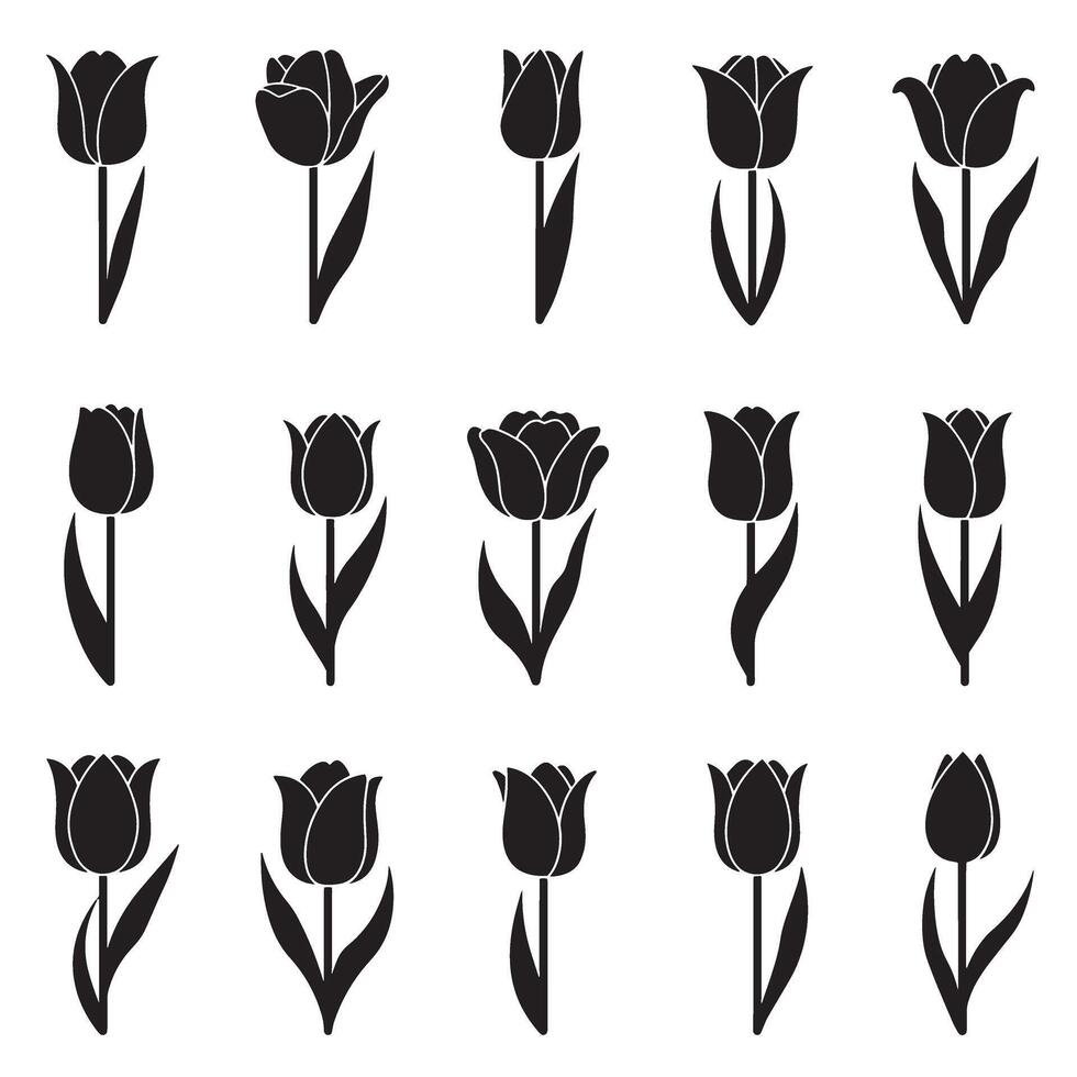 Tulip icon graphics in simple silhouette style for wellness and home decor vector