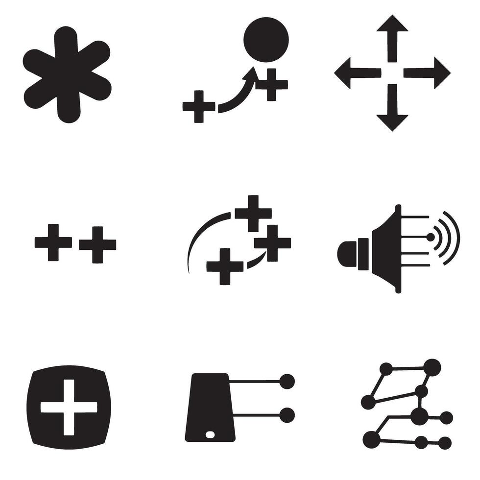 Gradient tec signal icons divers collection silhouette perfect for waveform software identity vector