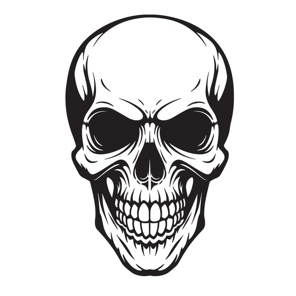 Skull head face art silhouette bundle perfect for custom apparel and dark branding vector