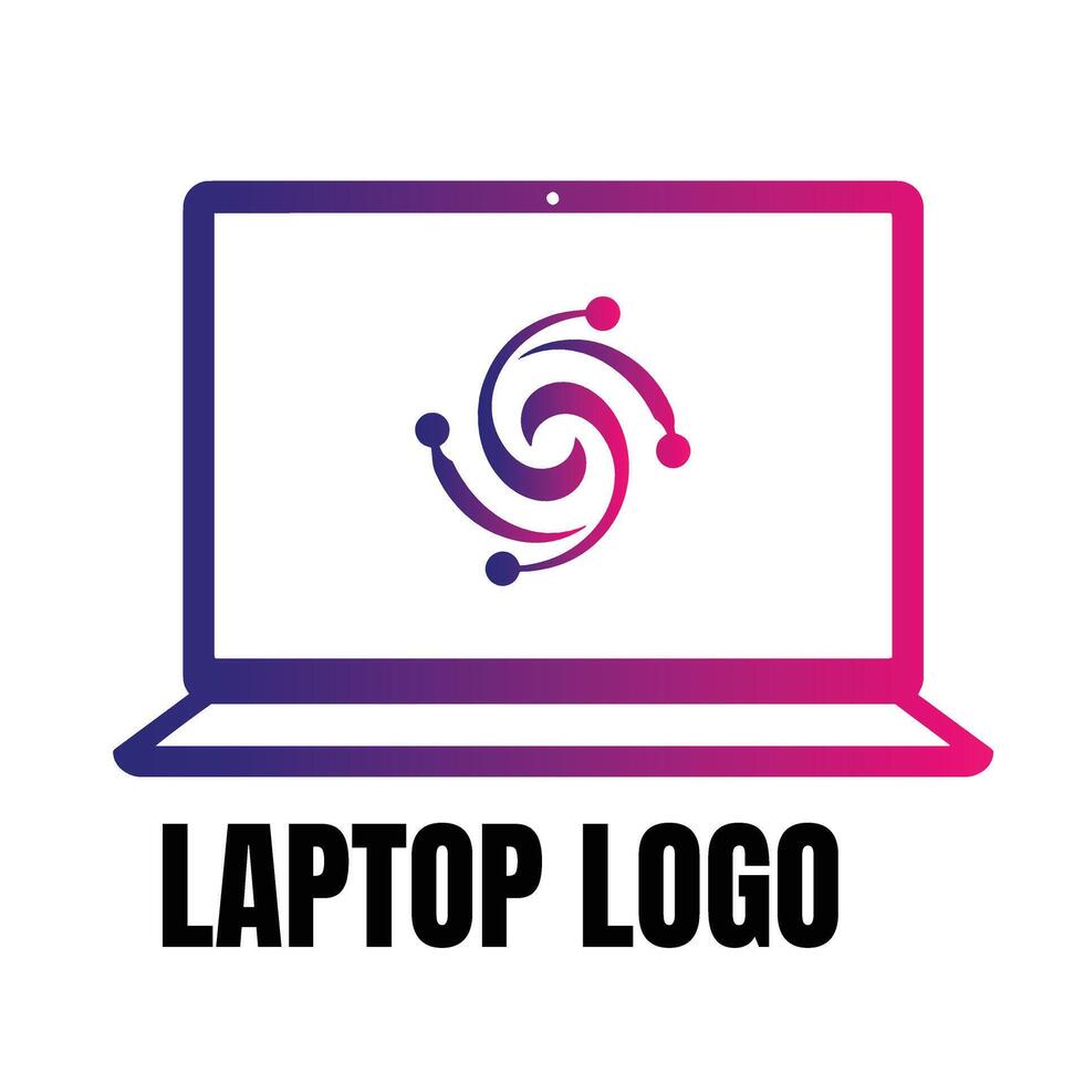 Iconic swirl business laptop logo symbol icon designed for smart tech firm or IT services brand vector
