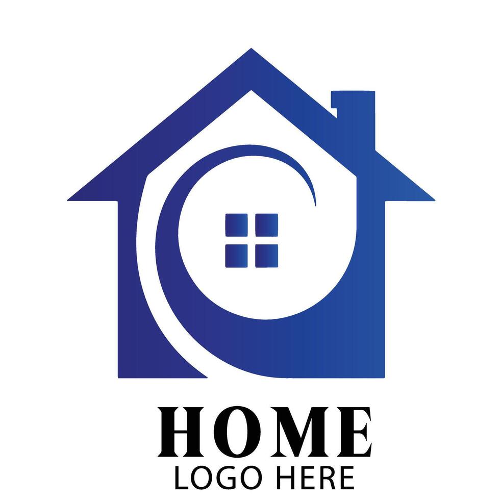 Modern swirl home building logo symbol icon used in home construction and realty branding design vector