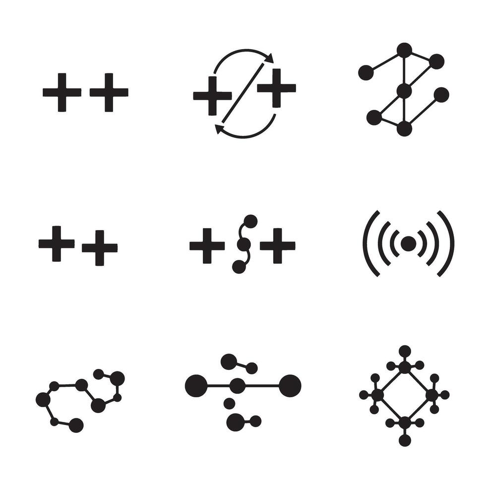 Dynamic tec signal icons divers collection silhouette used in electronic branding and graphics vector