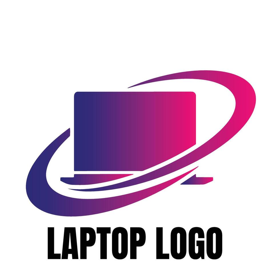 Abstract swirl business laptop logo symbol icon perfect for software engineering company branding vector
