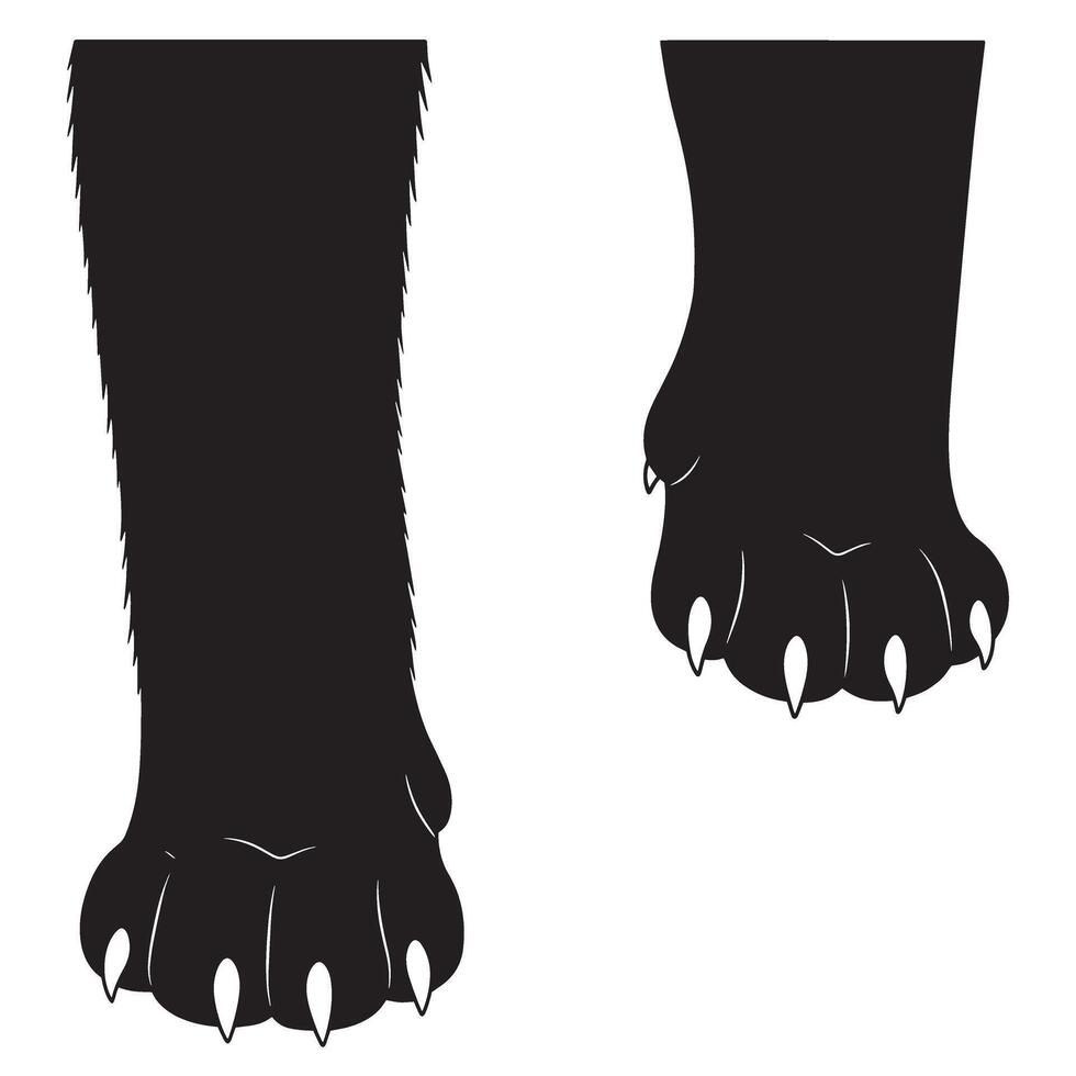 Cat foot silhouette set with cute details perfect for animal lovers and pet shops vector