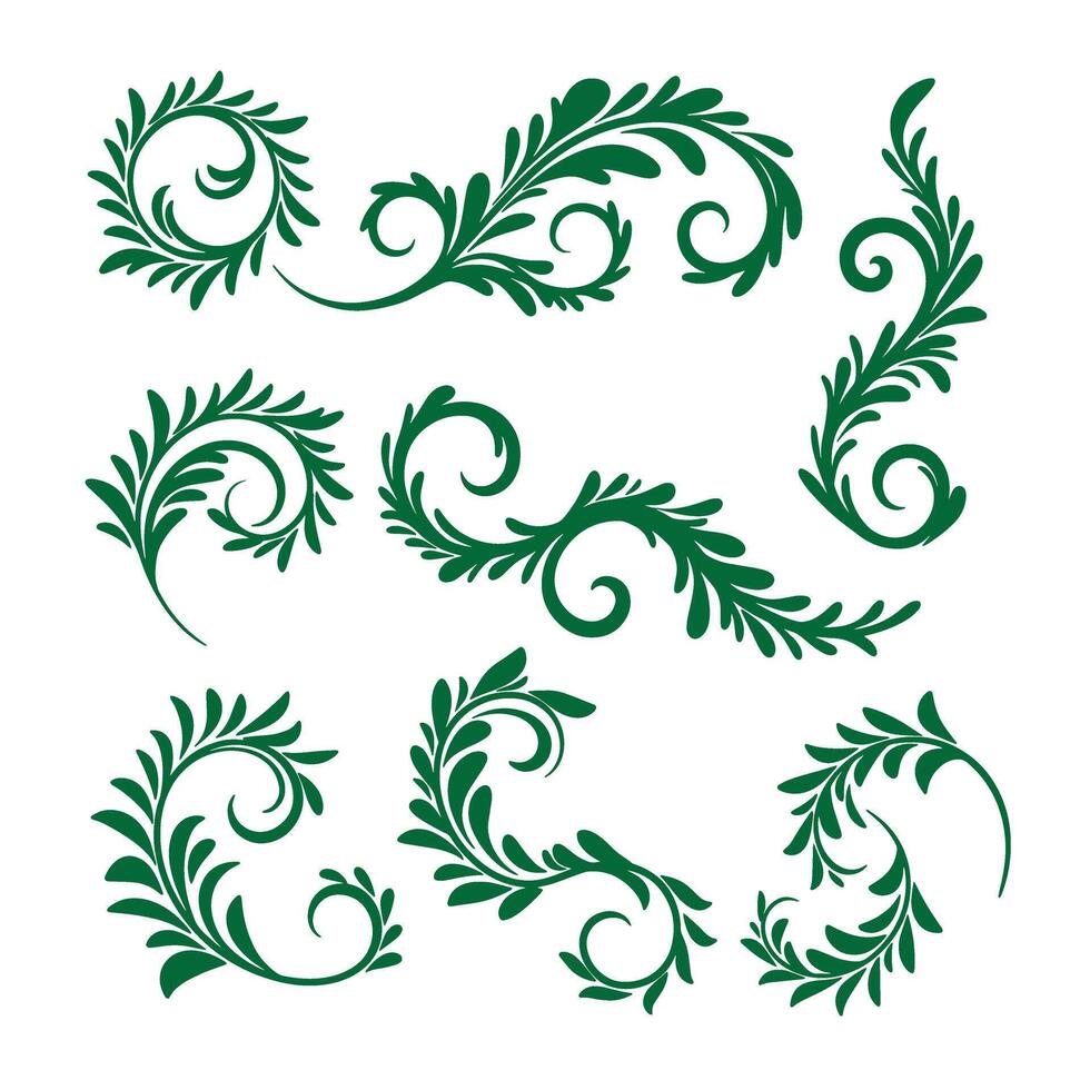 Decorative swirl leaves set perfect for print design stationery and ornamental cards vector