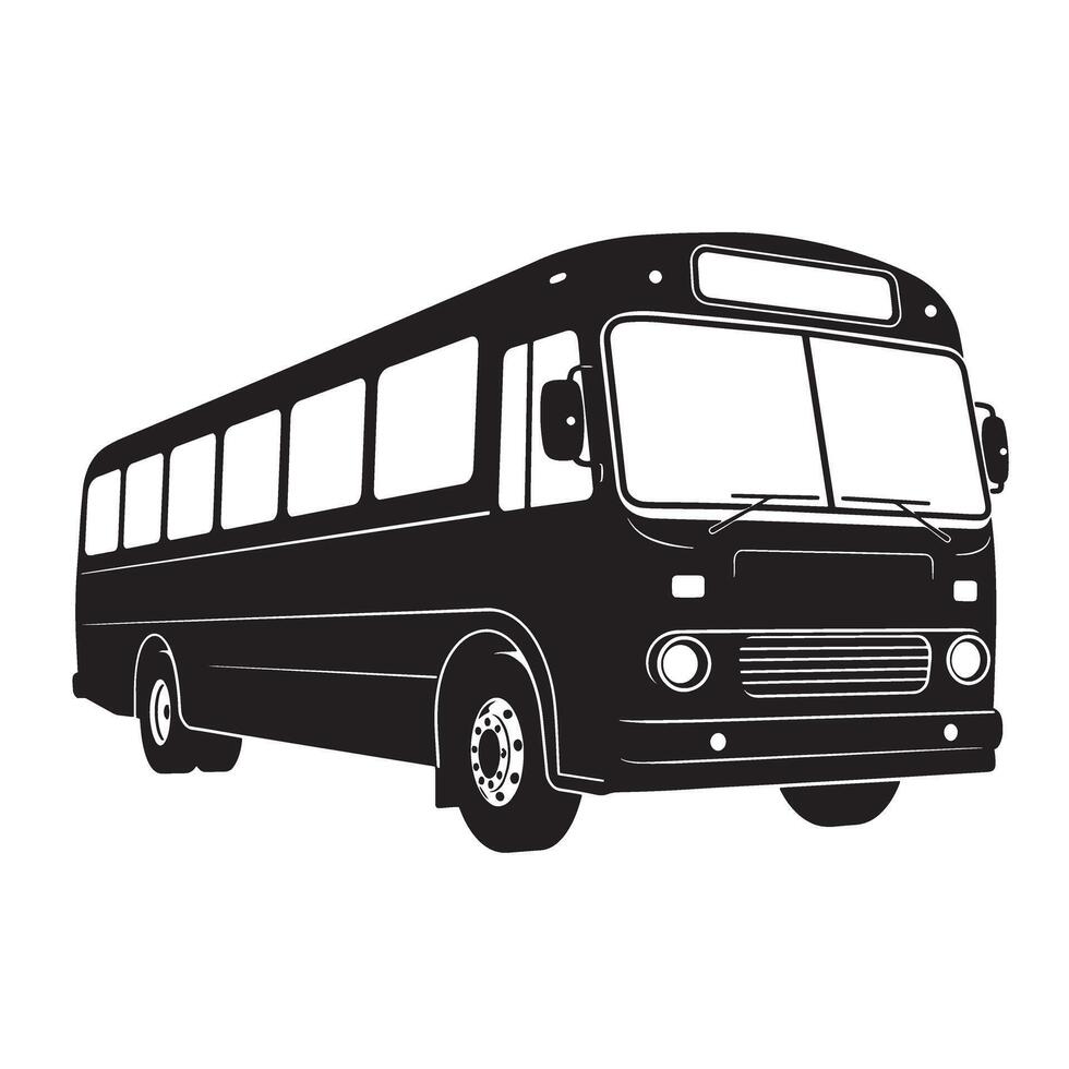 Classic bus art silhouette illustration used in travel signage print and vintage artwork vector