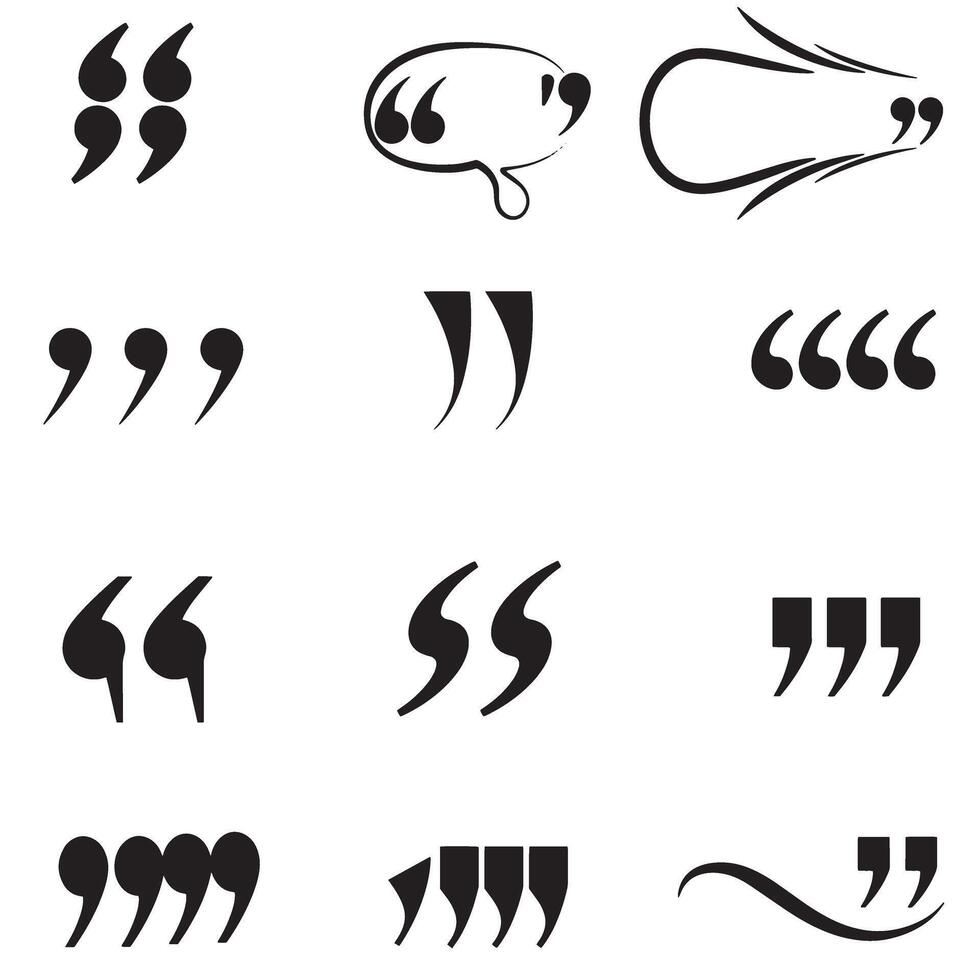 Quotation mark silhouette collection for speech bubble design web layout and print design vector