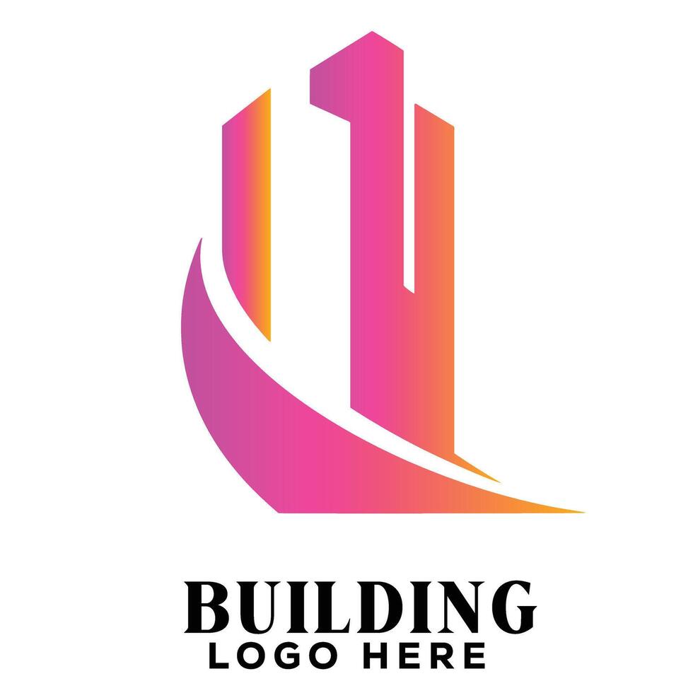 High contrast swirl real estate building logo symbol icon designed for map pin property listings vector