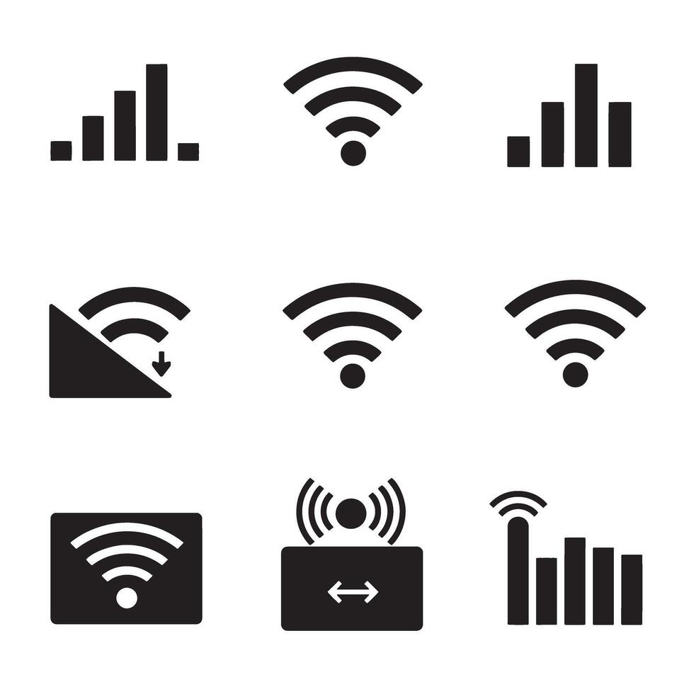Wireless signal icons divers collection silhouette for high quality web and device branding vector