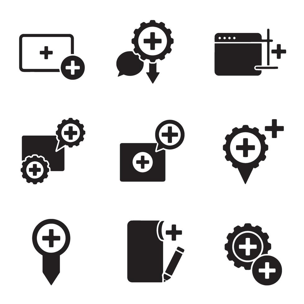 Flat variation icons collection silhouette bundle ideal for modern web and app development vector