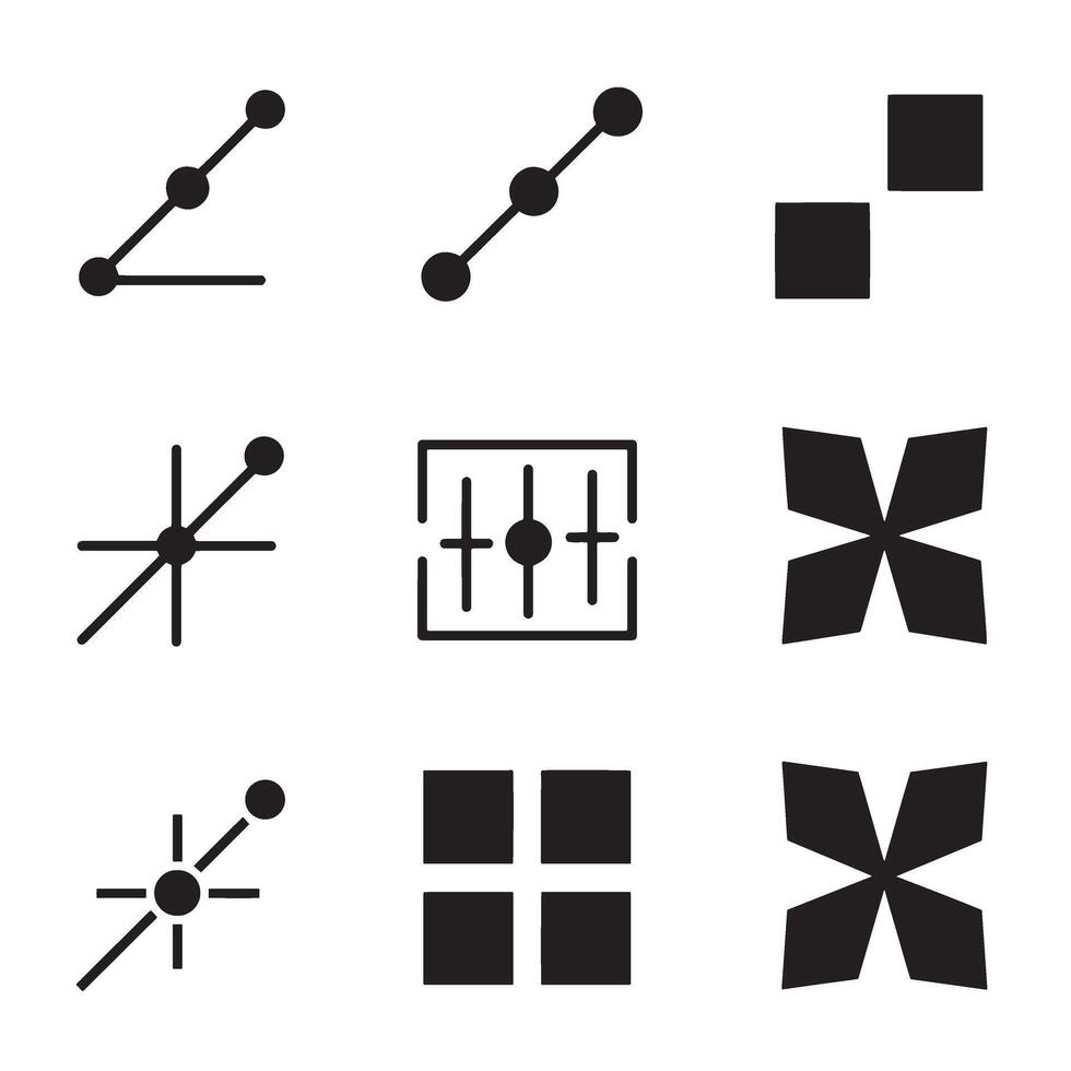 Bold variation icons collection silhouette bundle ideal for web toolkit and tech UI vector