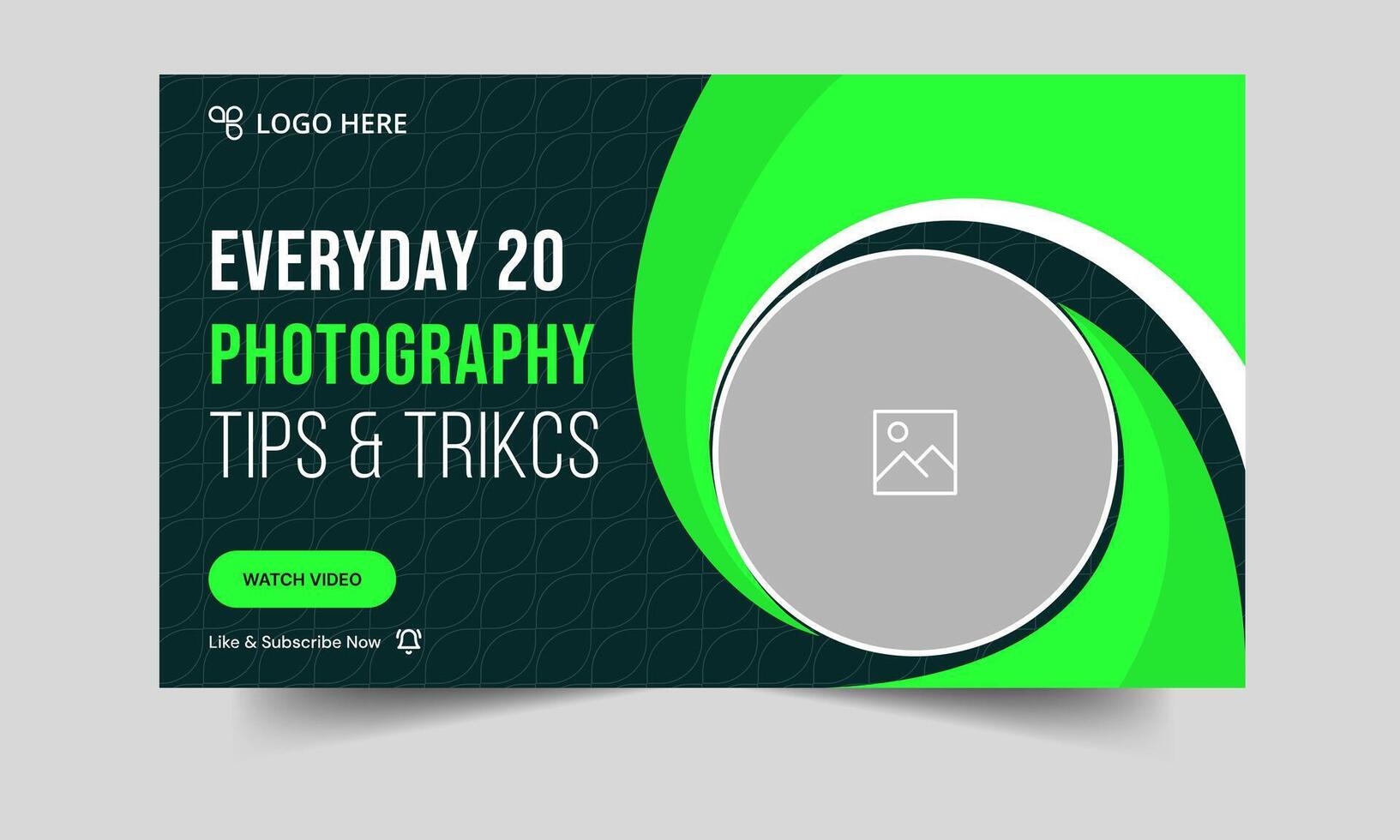 Creative photography daily tips and tricks thumbnail banner design, daily photography learning tips and techniques cover banner design, editable eps 10 file format vector