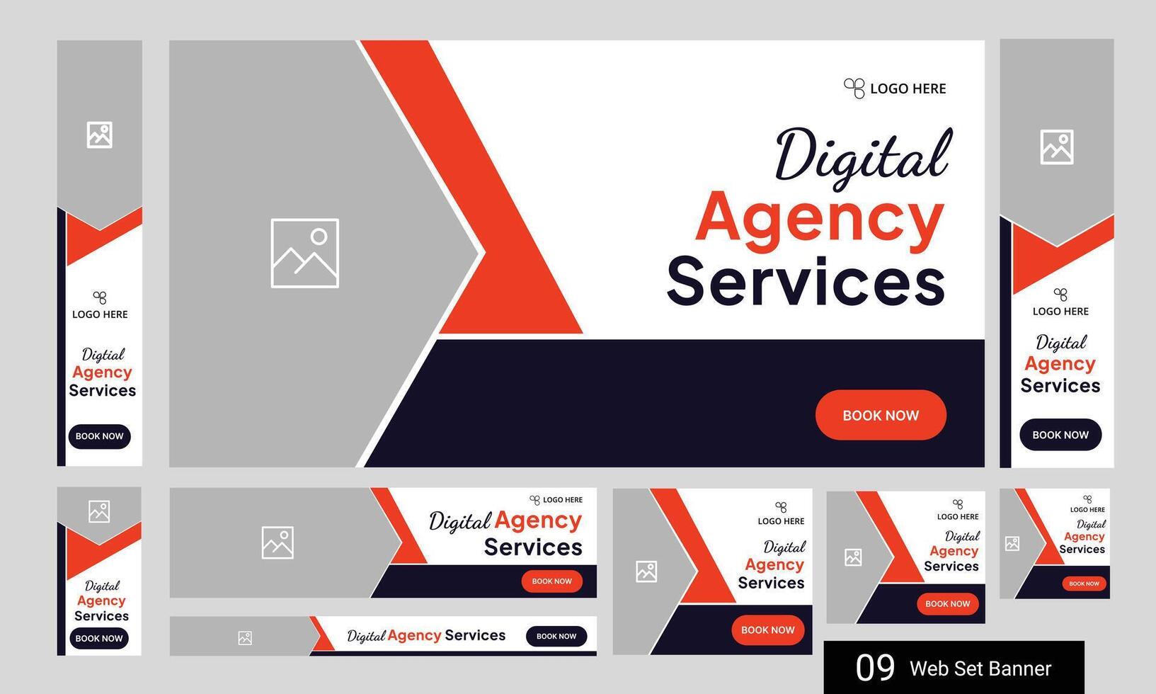 Online digital agency web set banner design for social media post, startup business web bundle banner design, web banner, customizable eps 10 file format vector