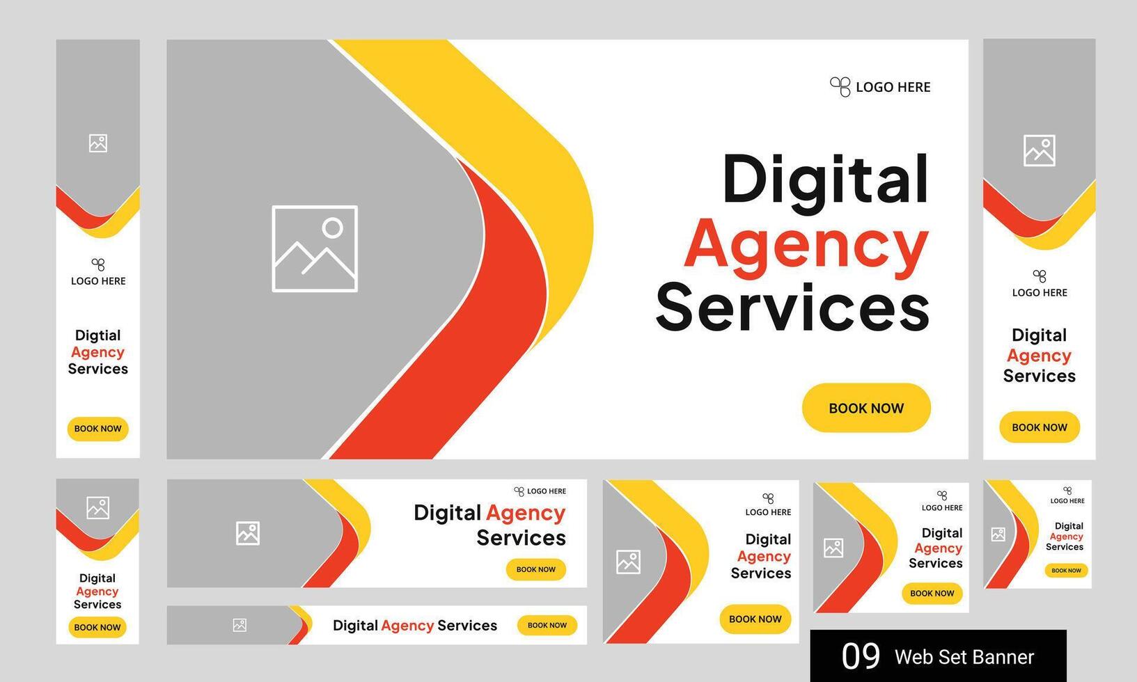 Digital agency web bundle banner design for social media post, digital marketing agency web set banner design, fully customizable eps 10 file format vector