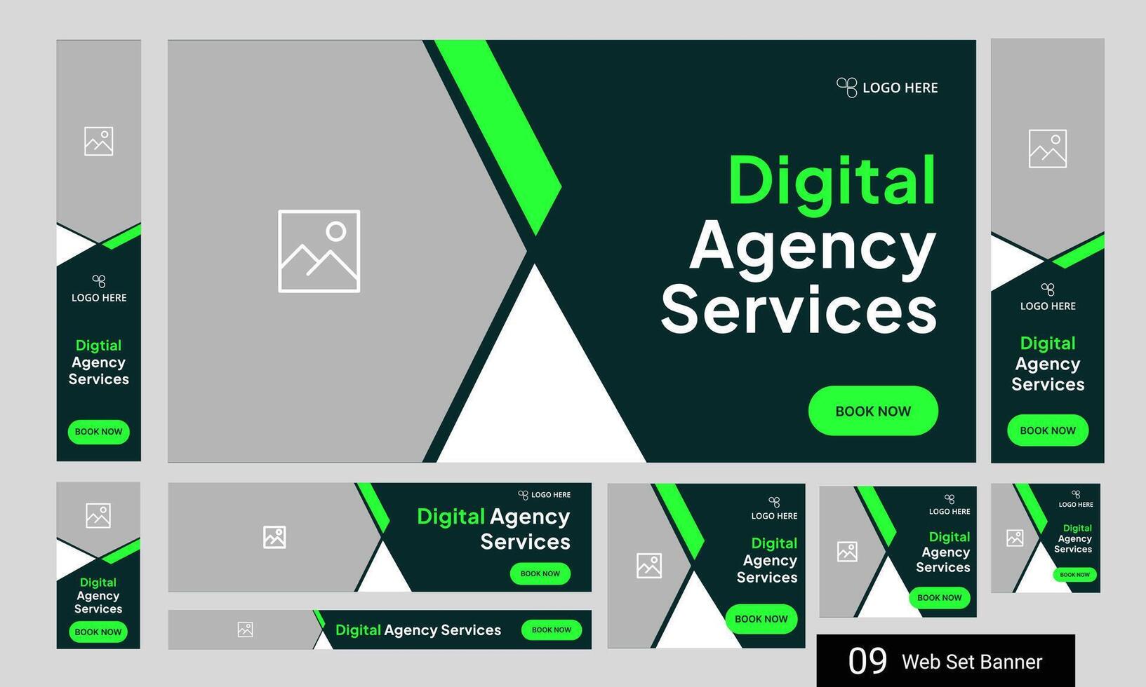 Corporate digital agency web bundle banner design for social media post, digital marketing agency web set banner design, fully customizable eps 10 file format vector