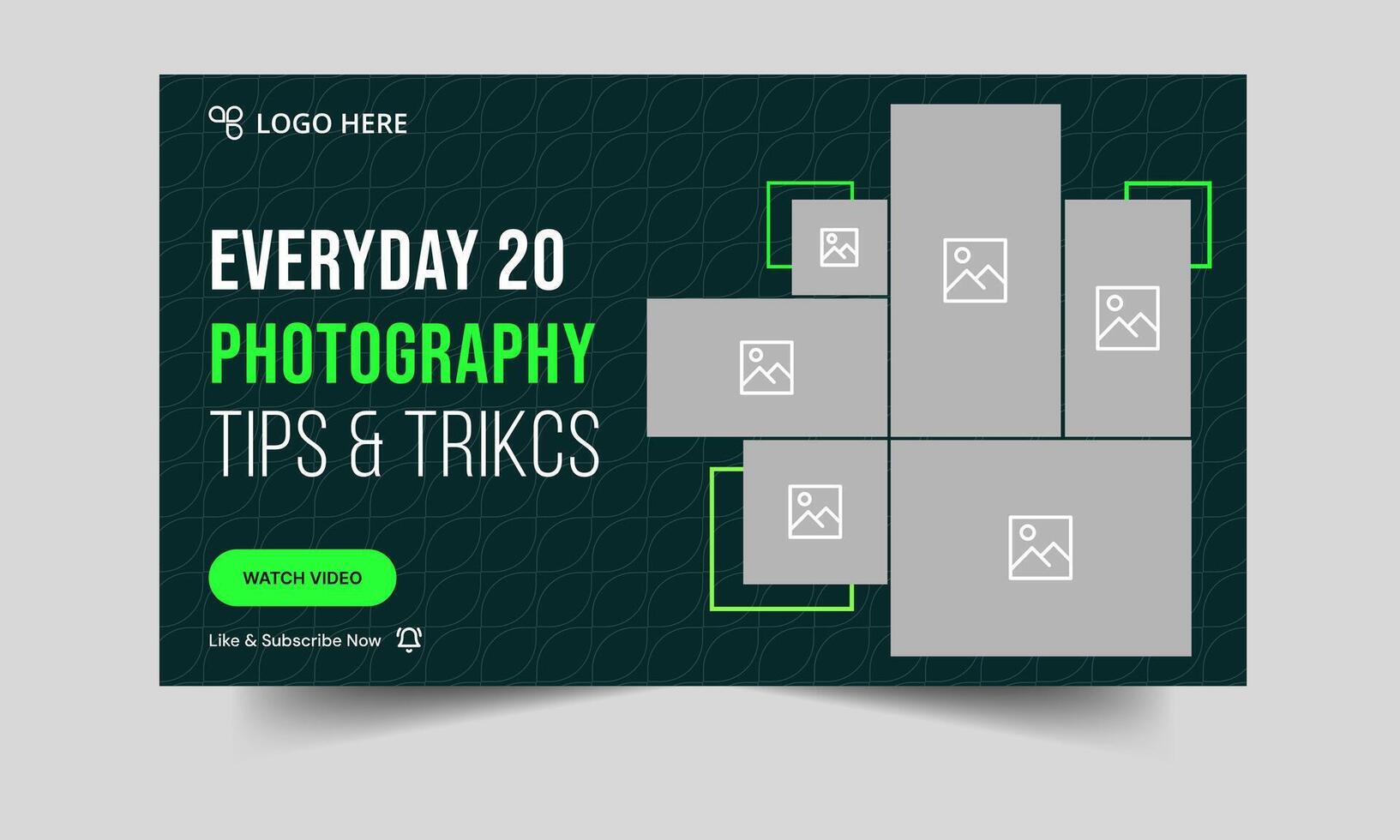 Photography tips and tricks thumbnail banner design, daily photography learning tips and techniques cover banner design, editable eps 10 file format vector