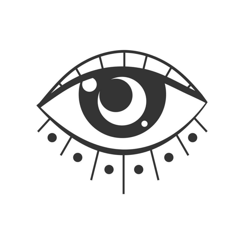 Magical All seeing eye symbol isolated on white background. Mystical boho decoration with magic third eye vector