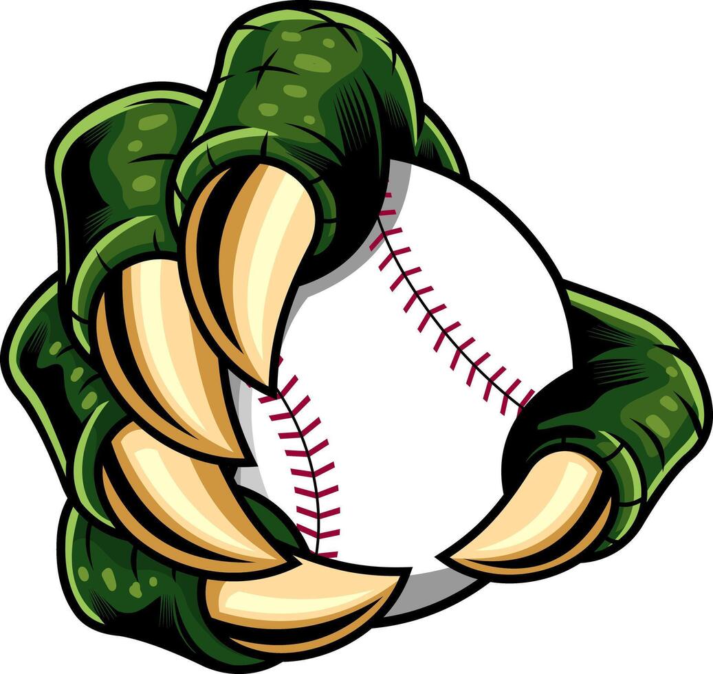 Dragon Claw Gripping Baseball With Sharp Golden Talons vector