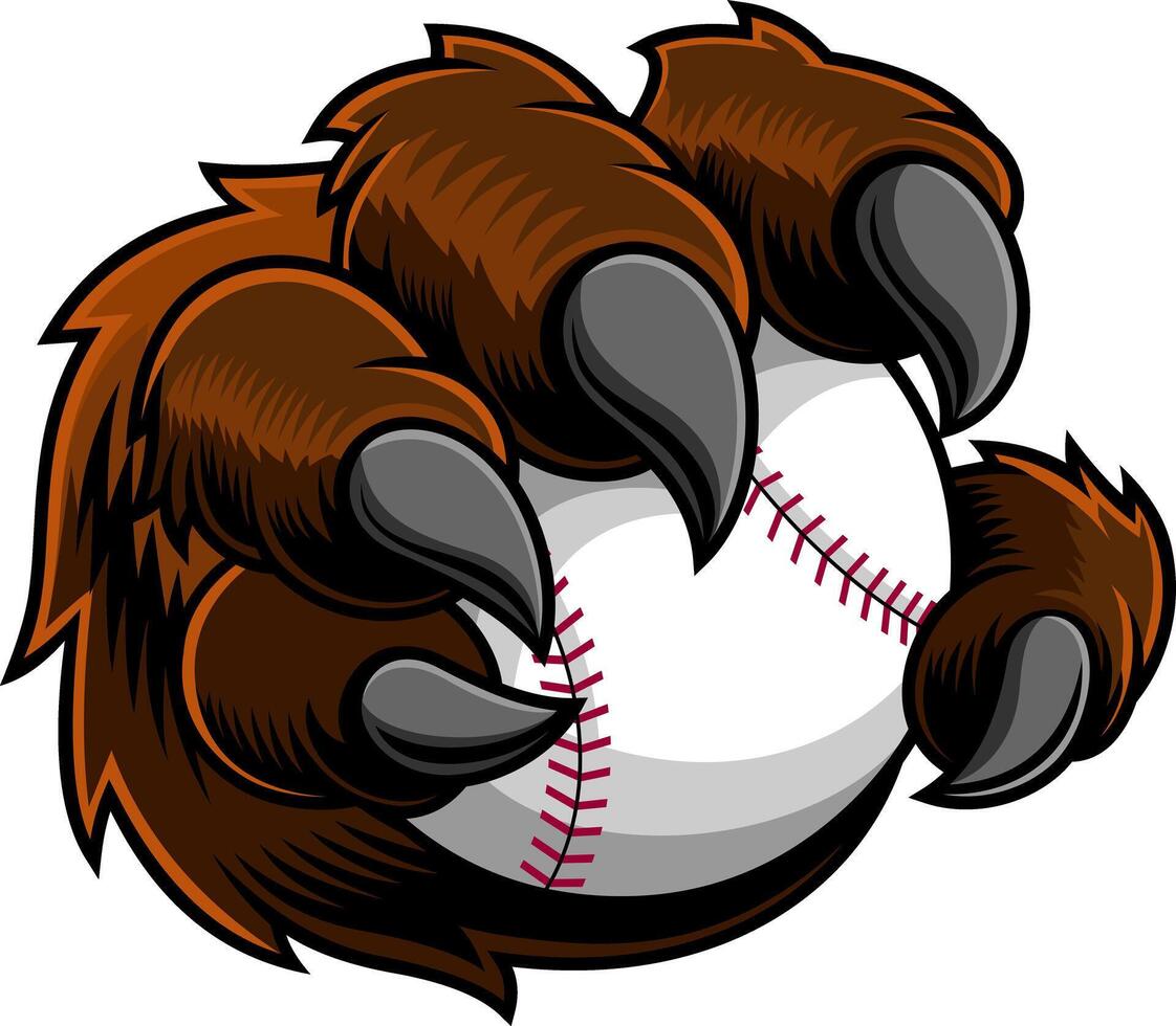 Bear Claw Grabbing Baseball With Sharp Black Talons vector