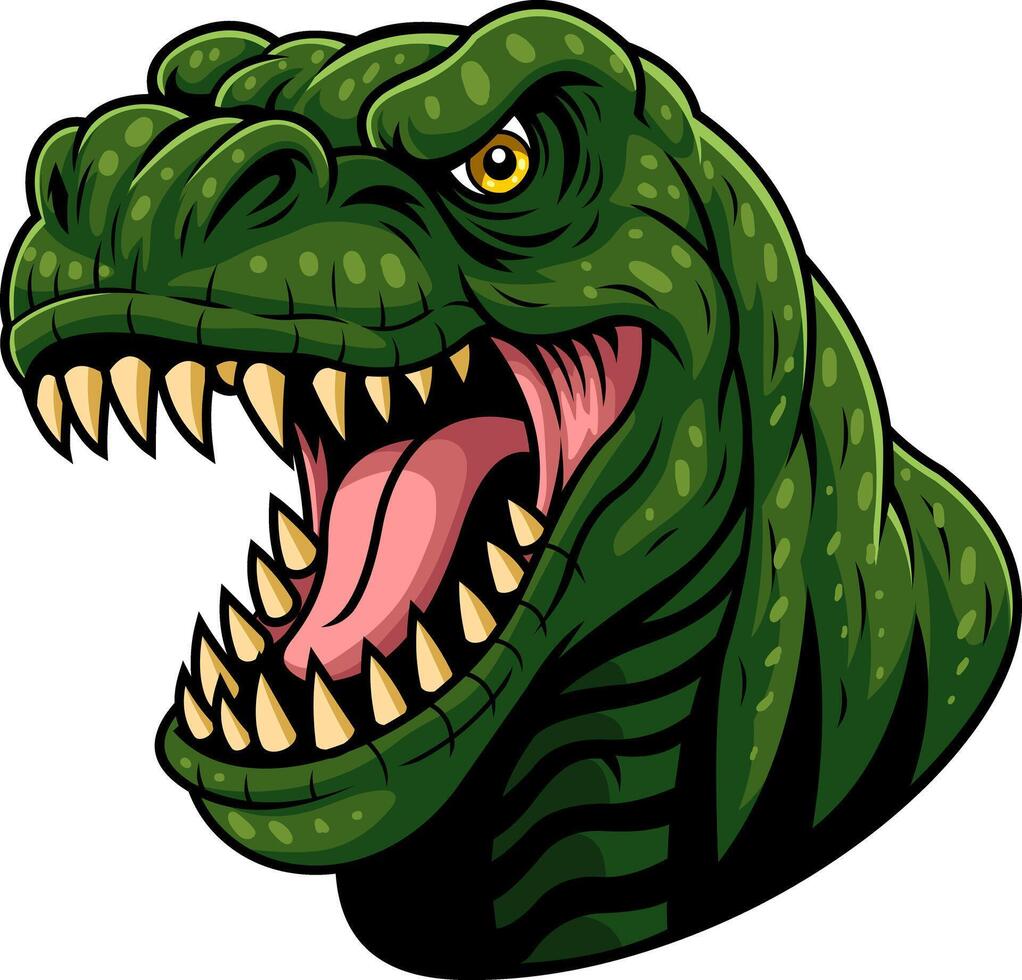 Fierce Dinosaur Illustration With Bared Teeth And Savage Gaze vector