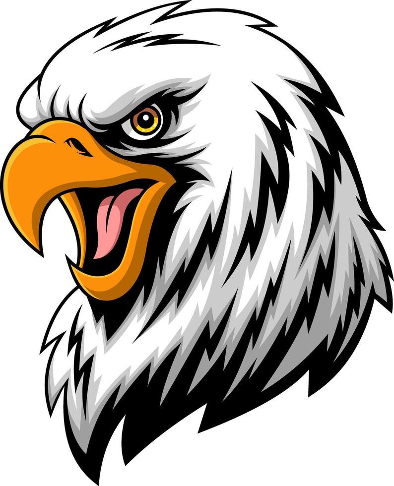 Aggressive Eagle Expression With Open Beak And Piercing Eyes vector