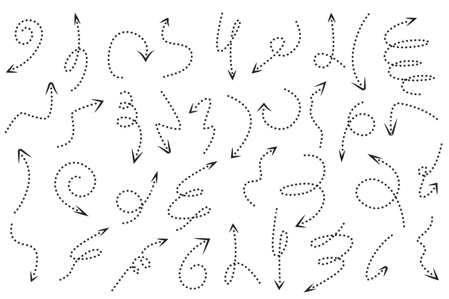 Dotted line arrows set vector