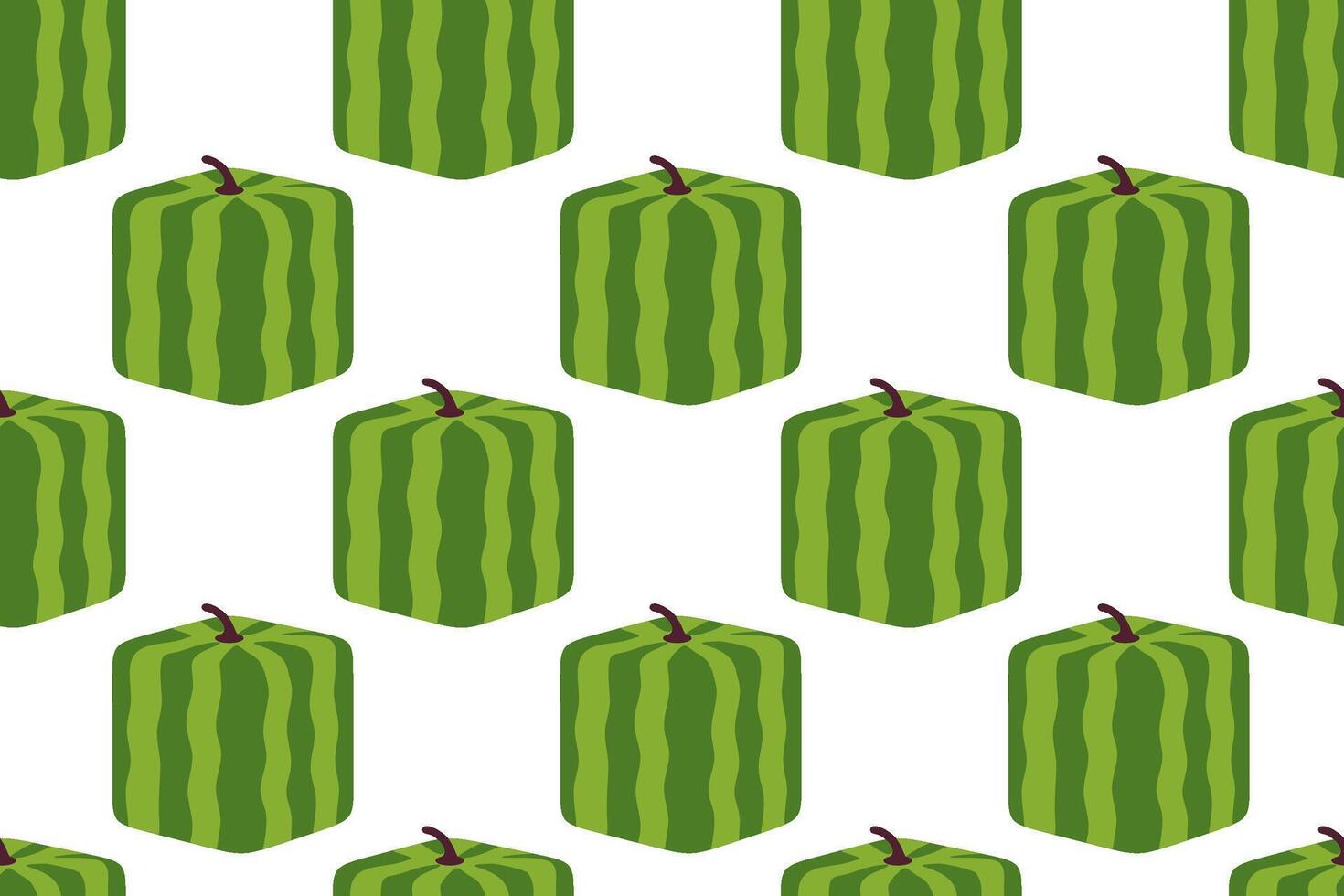 Repeating seamless pattern of square-shaped green watermelons arranged evenly on a white background vector