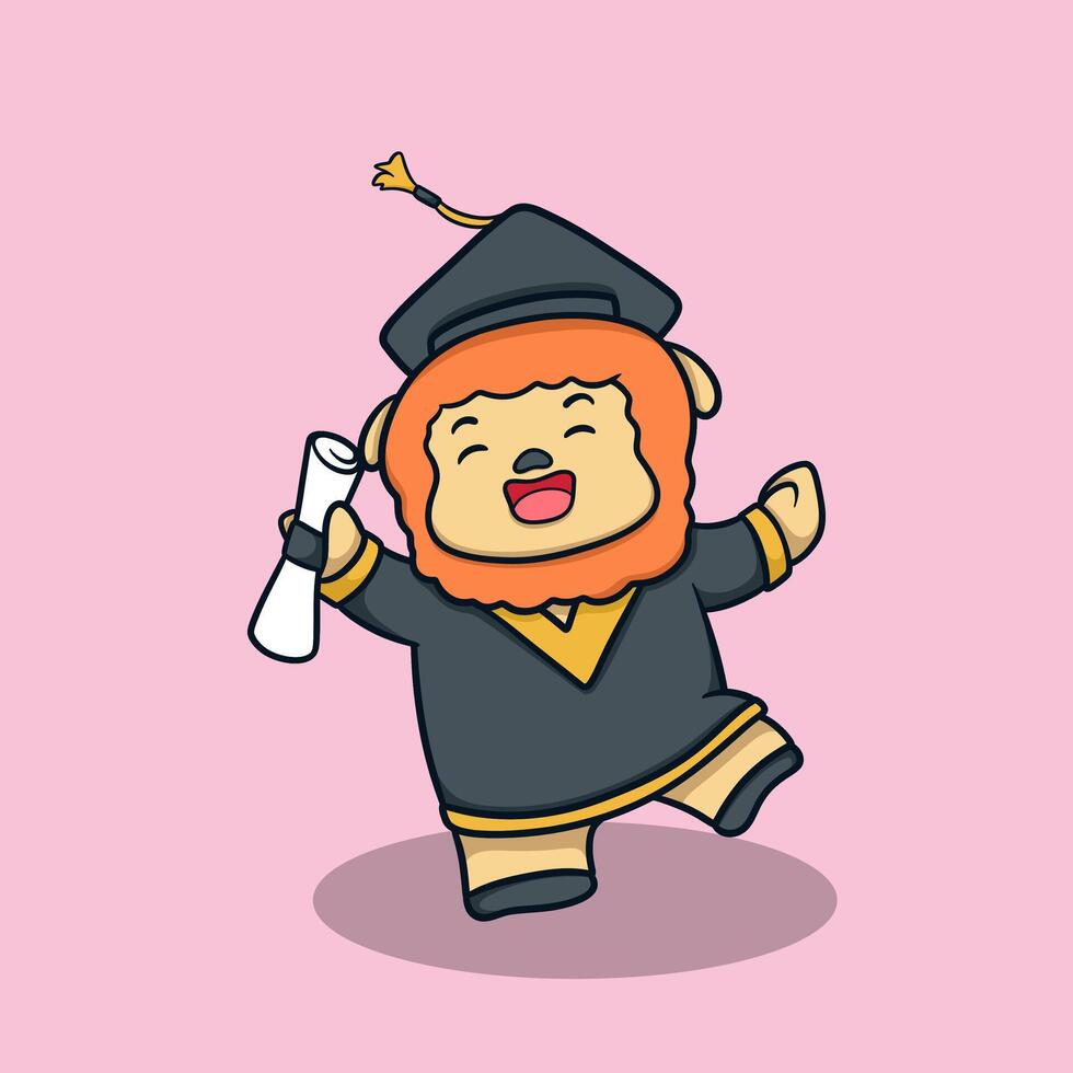 Cartoon Lion Graduation Character vector
