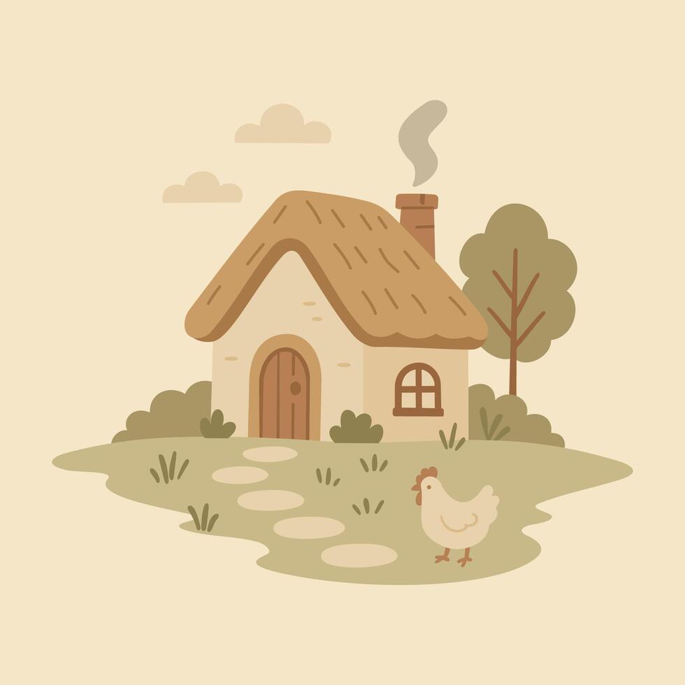 Cottagecore Theme Style Village Rural Home Template vector