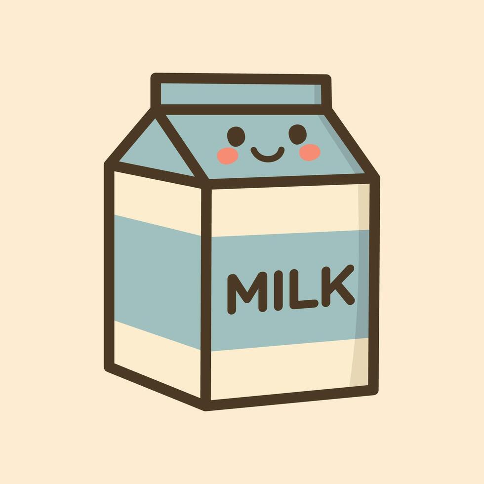 Kawaii Design Style Milk in Box Package Template vector
