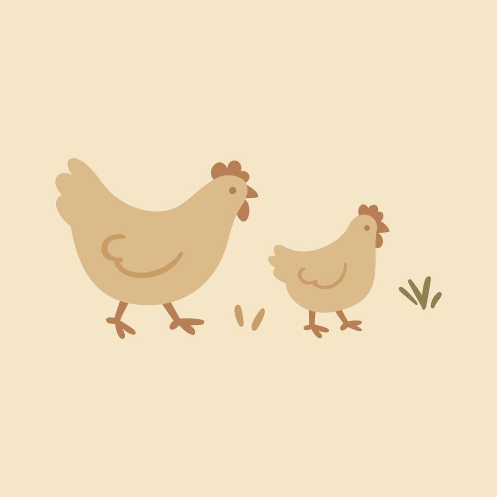 Cottagecore Theme Style Chicken Hen Template vector
