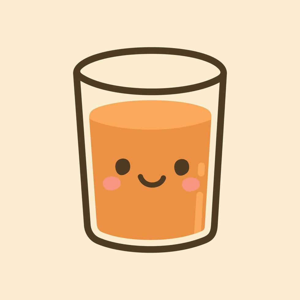 Kawaii Design Style Glass of Juice Template vector