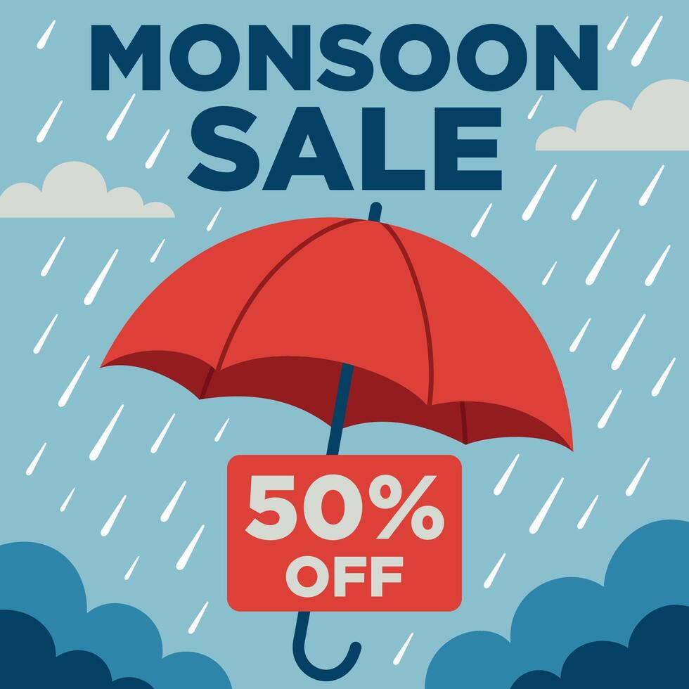 Monsoon Sale Illustration Template vector