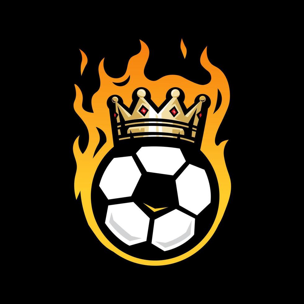 Soccer Ball with crown on fire vector